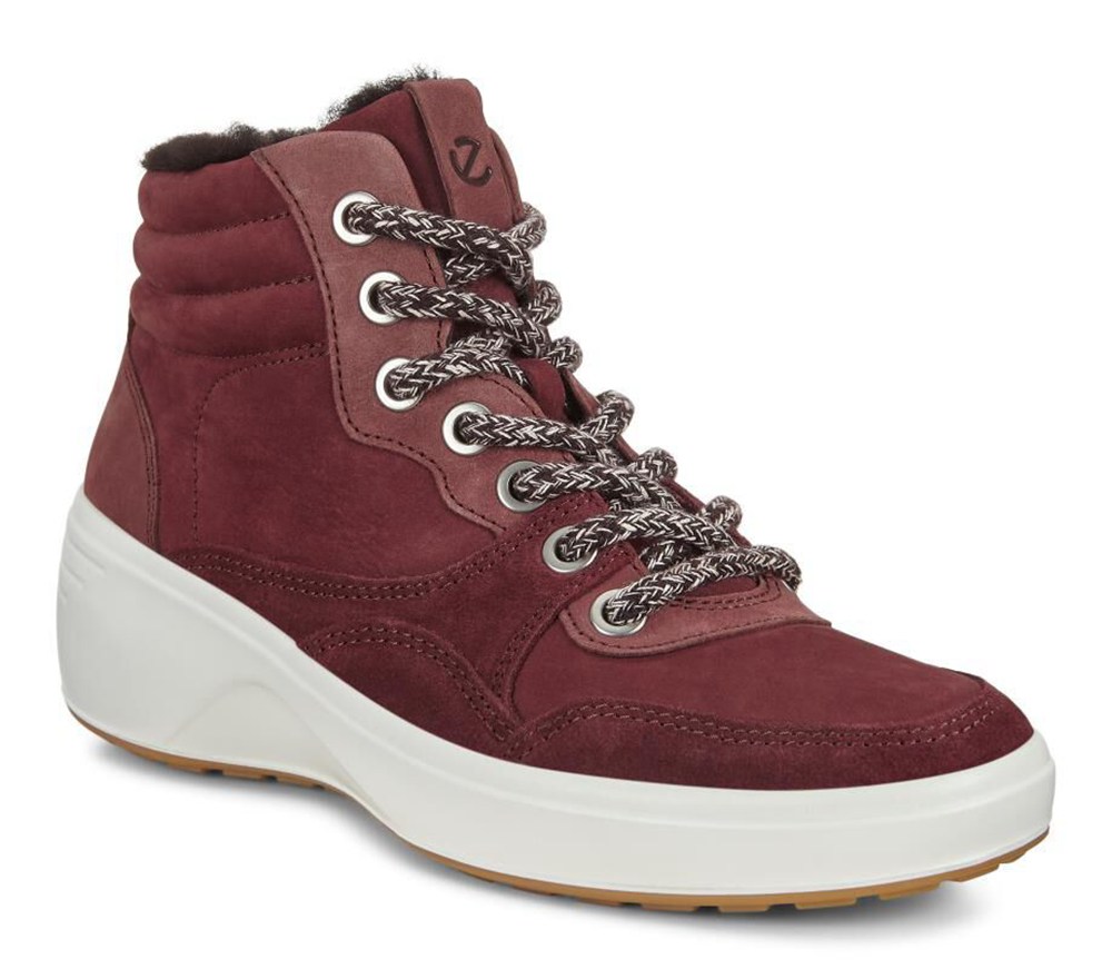 ECCO Womens Boots Burgundy - Soft 7 Wedge Tred - SFO-891604